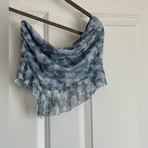 New Tilly’s Full Tilt Medium Blue White Tie Dye Ruffle Rayon Blend Tube Top